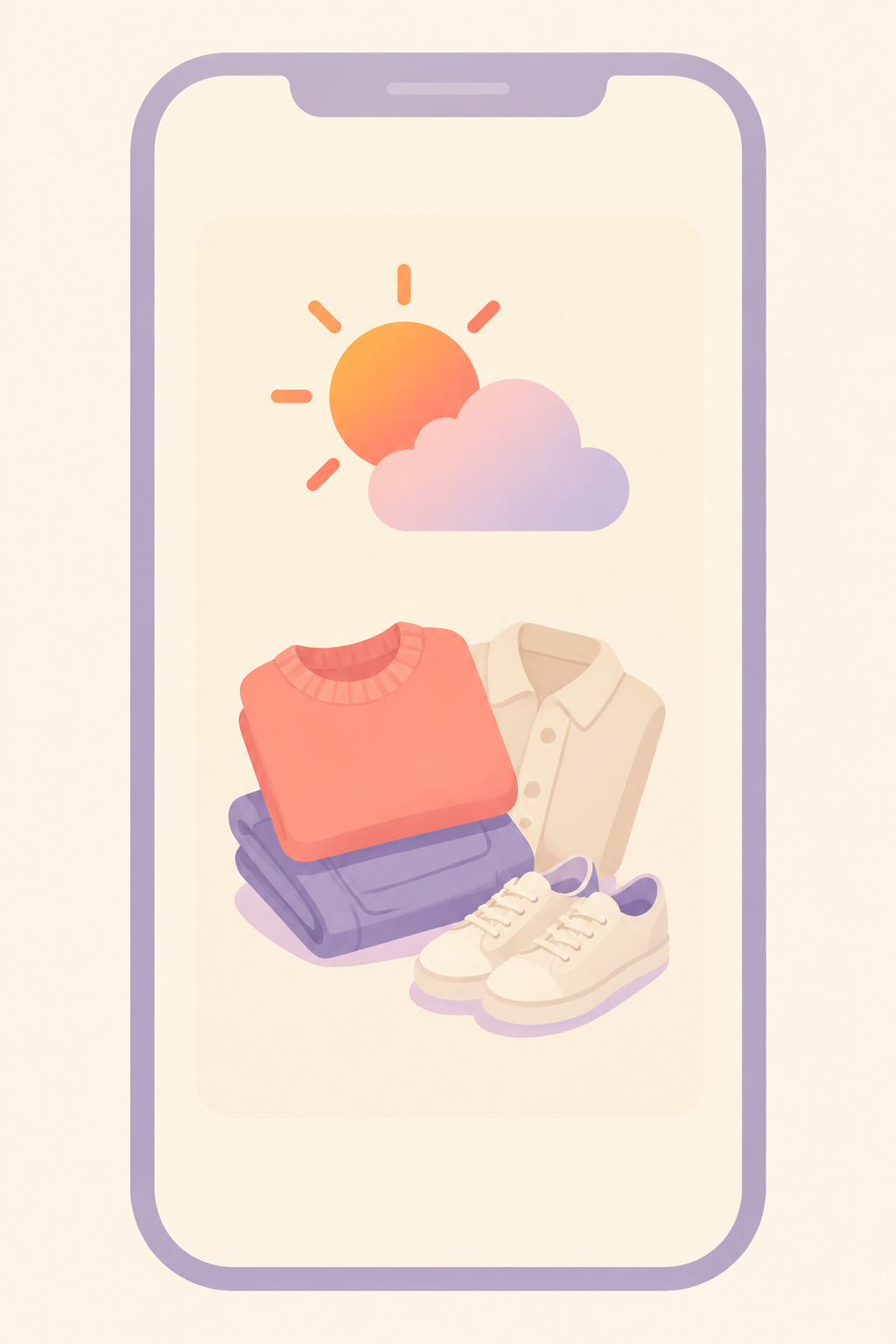 Closet Genie Home screen with today's planned daytime and evening outfits